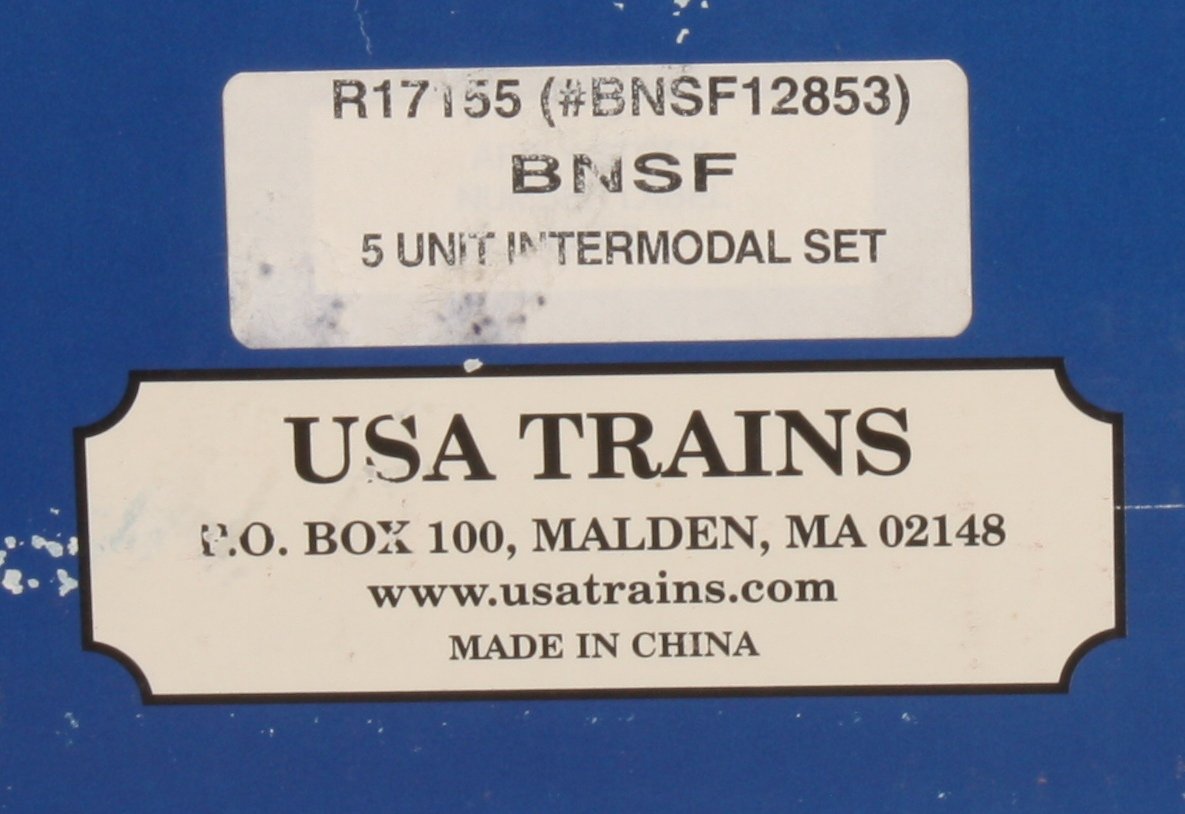 USA Trains R17155 G BNSF Intermodal 5 Unit Articulated Set without Containers