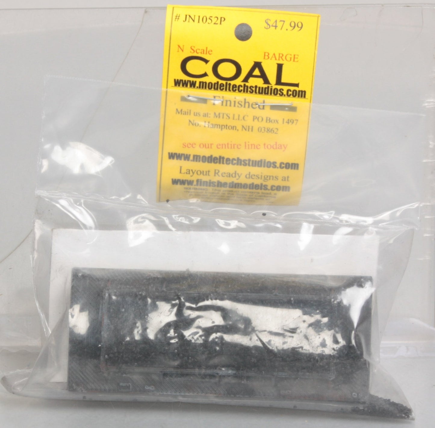 Model Tech Studios JN1052P N Coal Barge with Coal Load