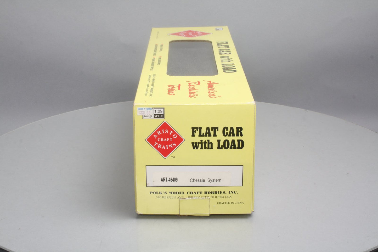 Aristo-Craft 46409 G Scale Chessie System Flat Car w/Pipe Load - Plastic Wheels