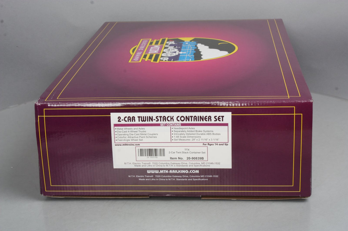 MTH 20-90839B O TTX Stack Cars w/Containers
