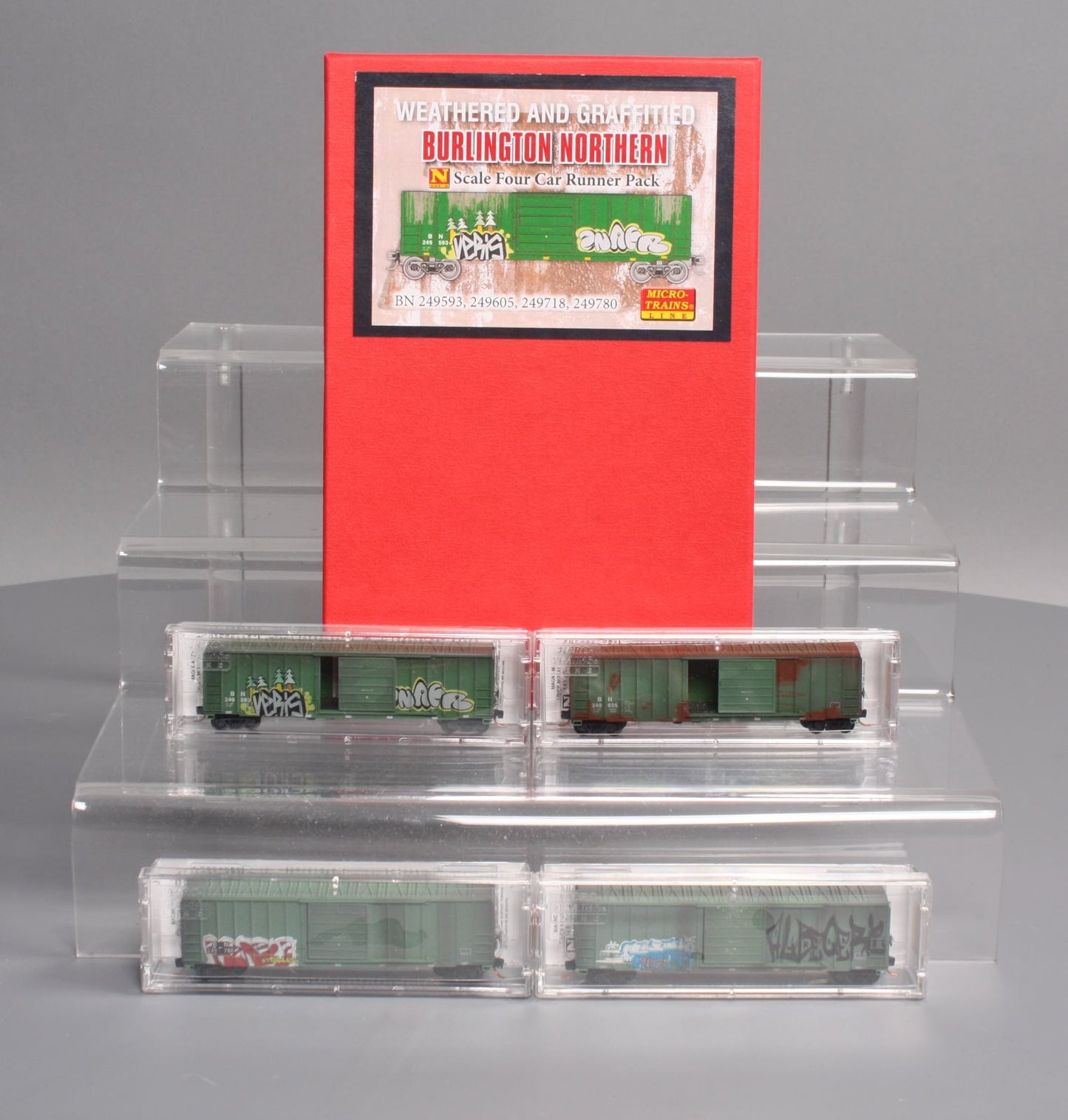 Micro-Trains 99305090 N BN Weathered 50' Rib-Side Single-Door Boxcar (Set of 4)