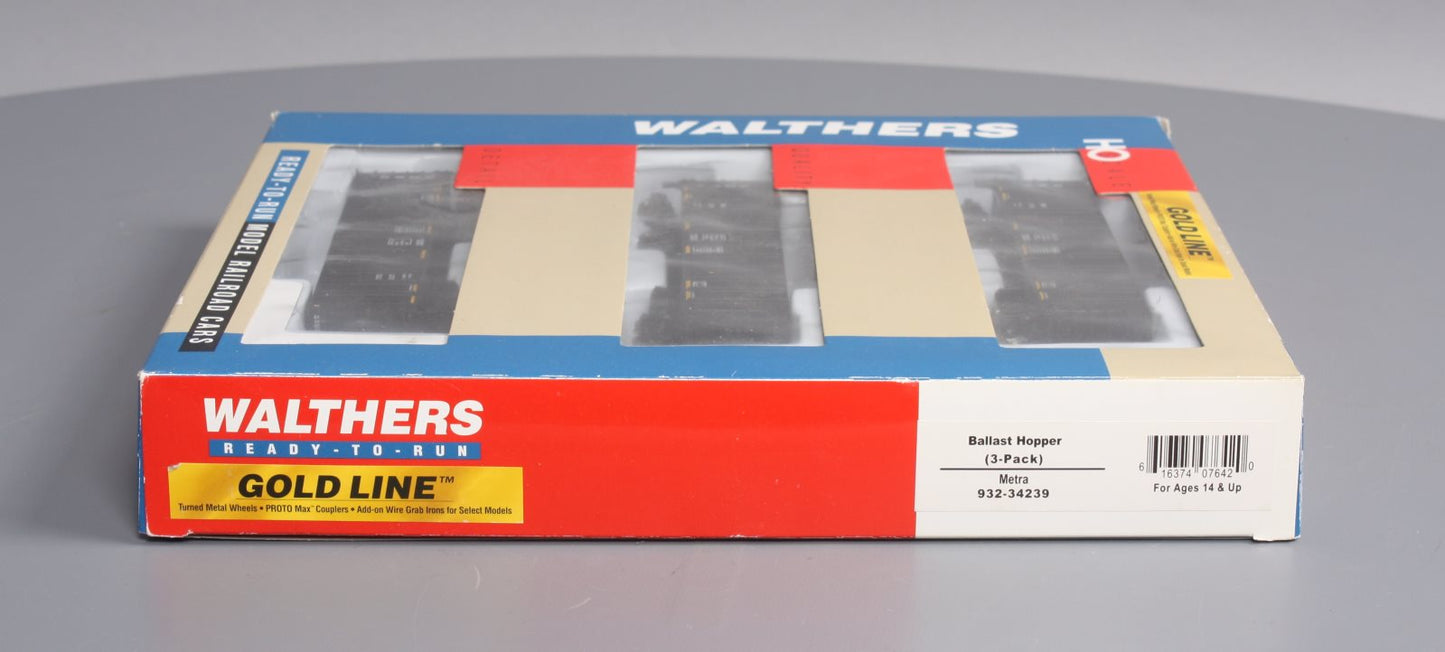 Walthers 34239 Gold Line HO Scale Metra Ballast Hopper 3-Pack