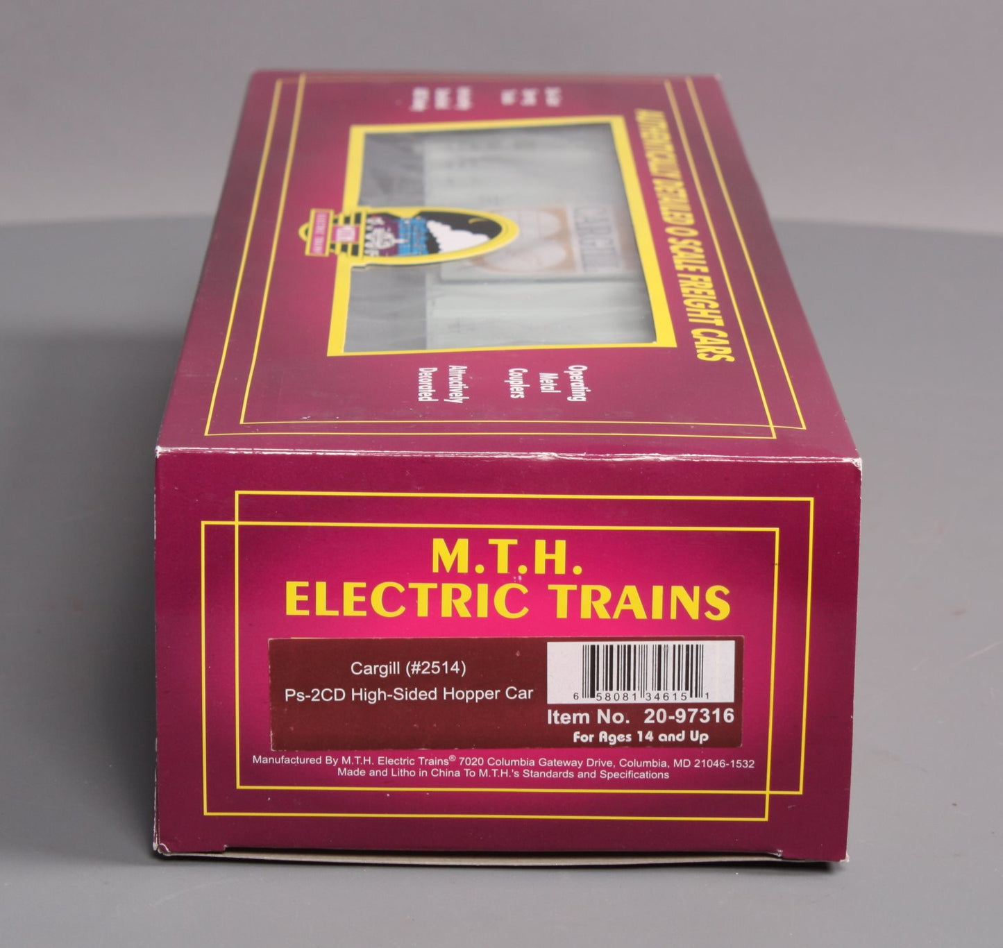 MTH 20-97316 O Cargil PS-2CD 3-Bay High-Sided Hopper Car #2514