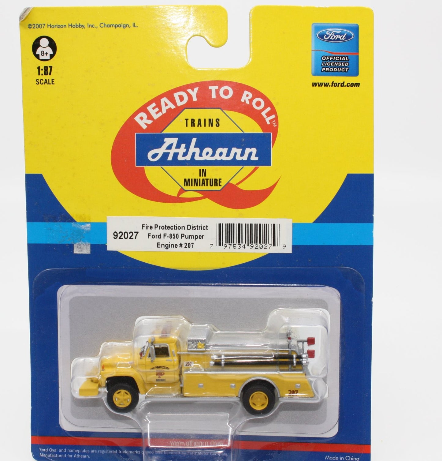 Athearn 92027 HO Fire Protection District Ford F-850 Pumper Engine #207
