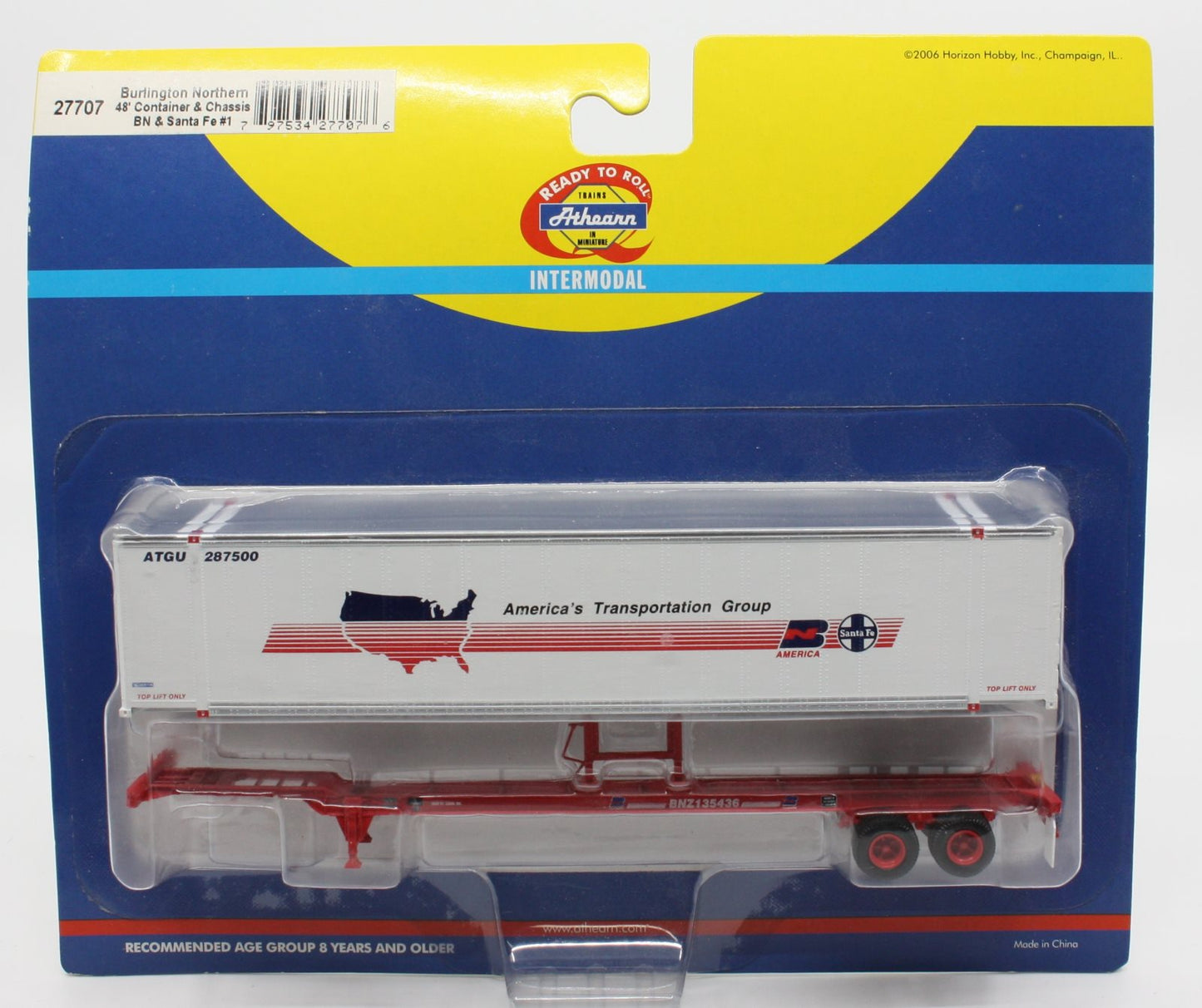 Athearn 27707 HO Burlington Northern 48' Container with Chasis #1