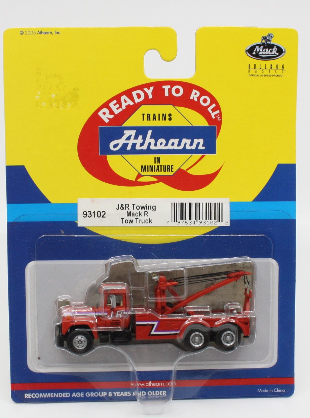 Athearn 93102 HO J&R Towing Mack R Tow Truck