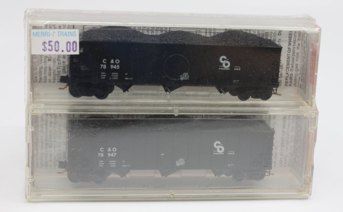 Micro-Trains 10800020 N C&O 100-Ton 3-Bay Rib Side Open Hopper w/Load #78945