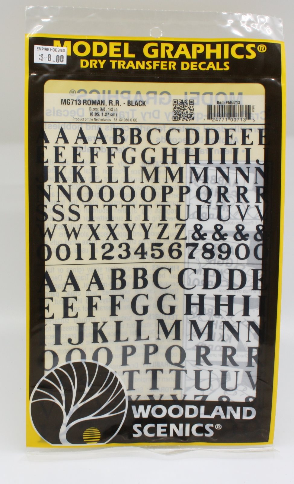Woodland Scenics MG713 Model Graphics Roman R.R. Black Dry Transfer Decals