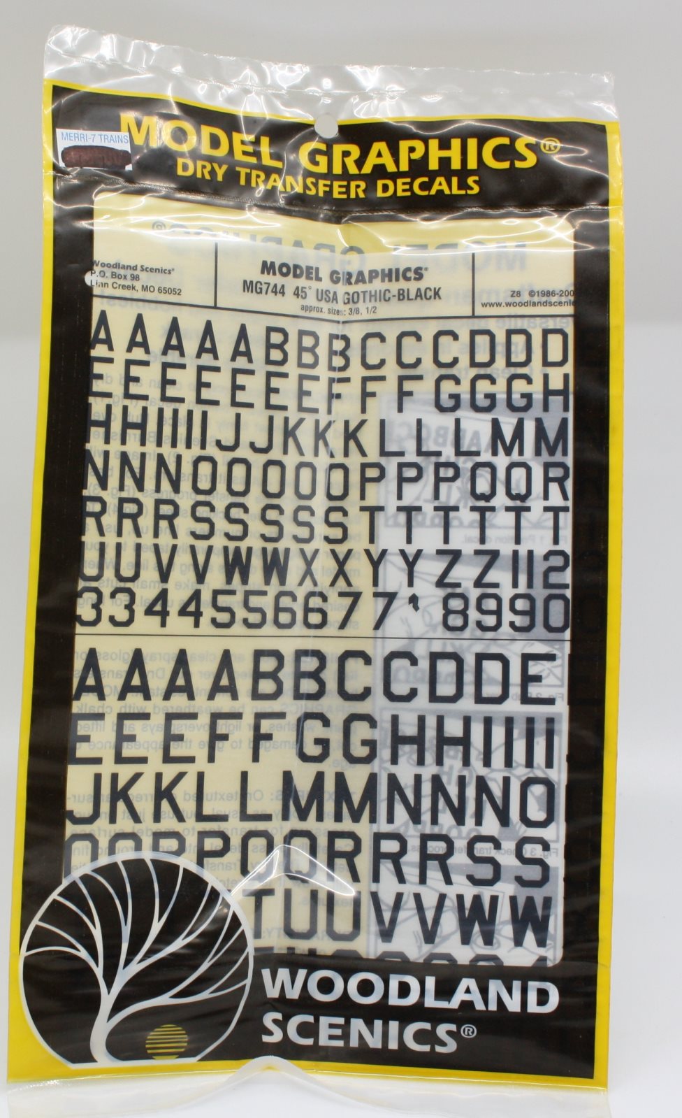Woodland Scenics MG744 Model Graphics 45° USA Gothic Black Dry Transfer Decals