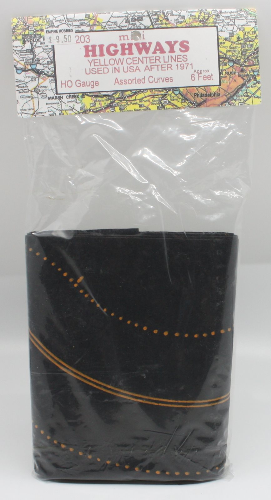Mini Highways 203 HO/O Roadway Assorted Curved With Yellow Center Lines 6 Feet