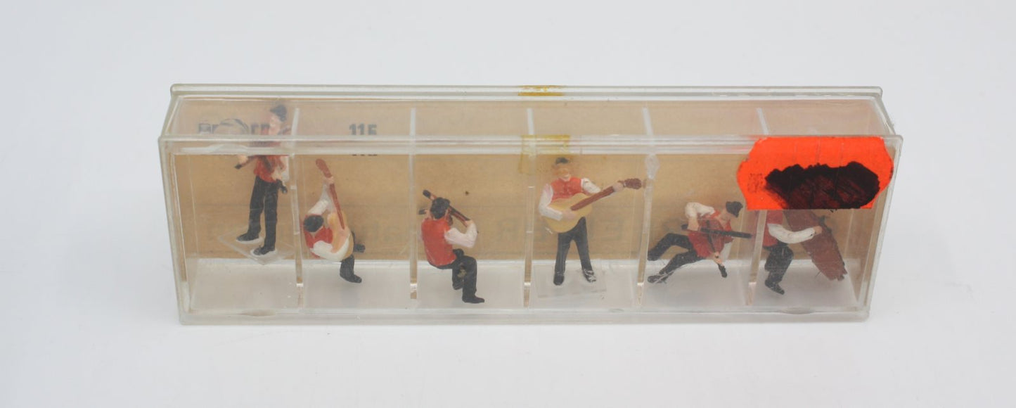 Preiser 115 HO Music Band in Red Suits with Instruments Figures (Set of 6)