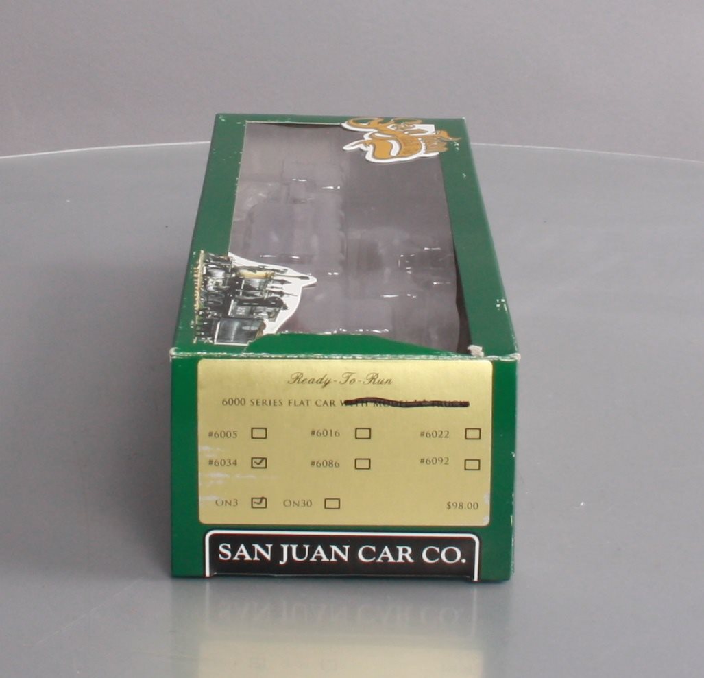 San Juan Car Co On3 D&RGW 6000 Series Flatcar w/o Model "A" Truck #6034