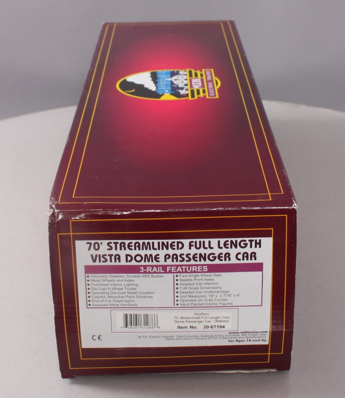 MTH 20-67194 Southern 70' Full Length Vista Dome Passenger Car