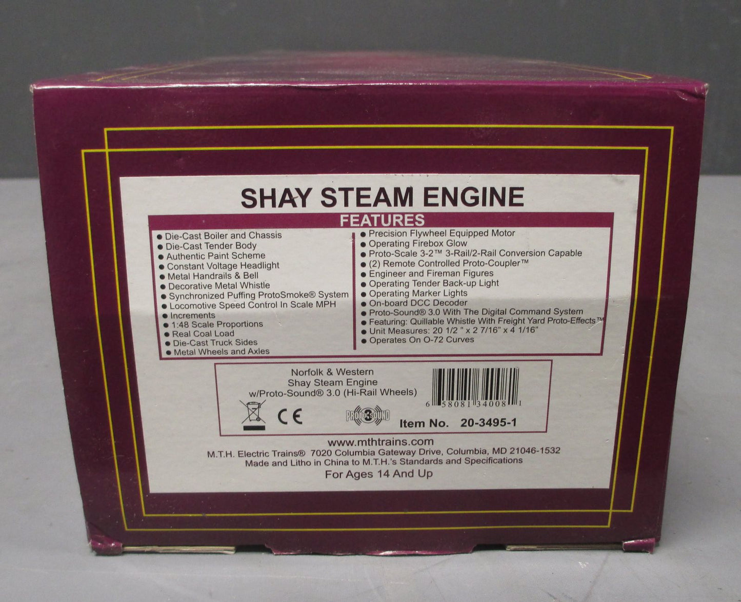 MTH 20-3495-1 Norfolk & Western 4-Truck Shay w/ P-S 3.0 Hi-Rail Wheels #56