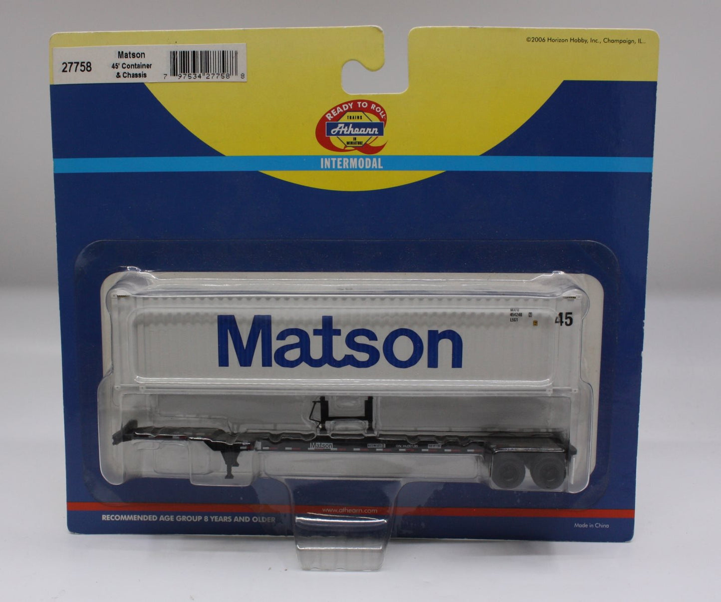 Athearn 27758 HO Matson 45' Container & Chassis