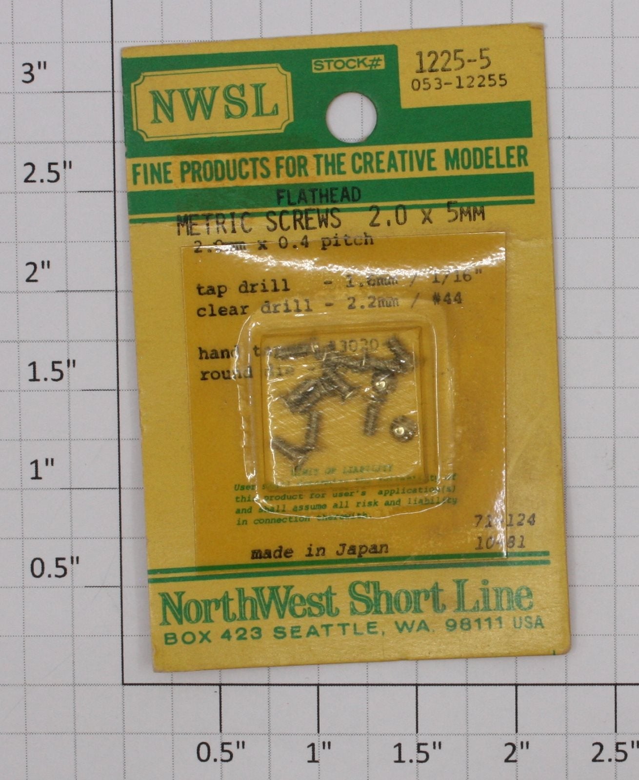 Northwest Short Line 1225-5 2 x .4 x 5mm Nickel-Plated Flat Head Metric Screw