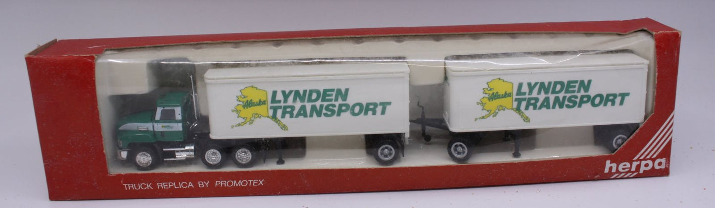 Herpa 6120 HO Mack Lynden Transport Tractor W/Double Trailer