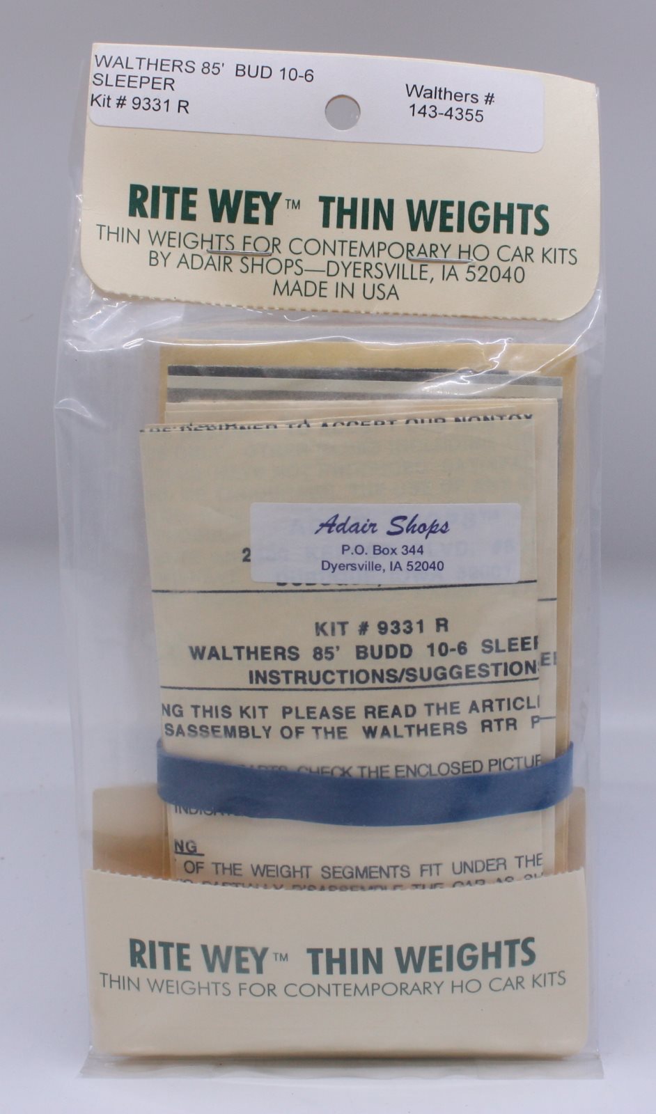 Rite Wey 9331R Walthers 85' Bud 10-6 Sleeper