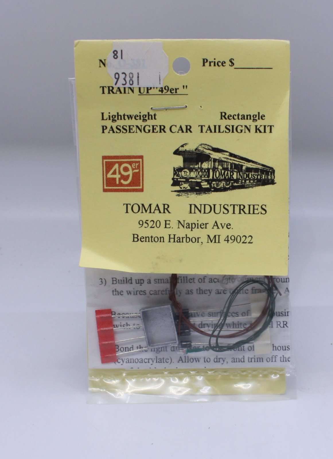 Tomar Industries 381 "49er" Lightweight Rectangle Passenger Car Tailsign Kit