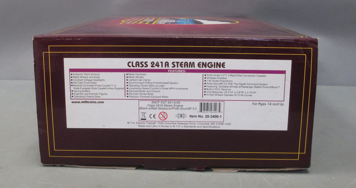 MTH 20-3406-1 SCNF EST Era II Class 241A65 Steam Loco w/PS2 (Hi-Rail) #241-A-65