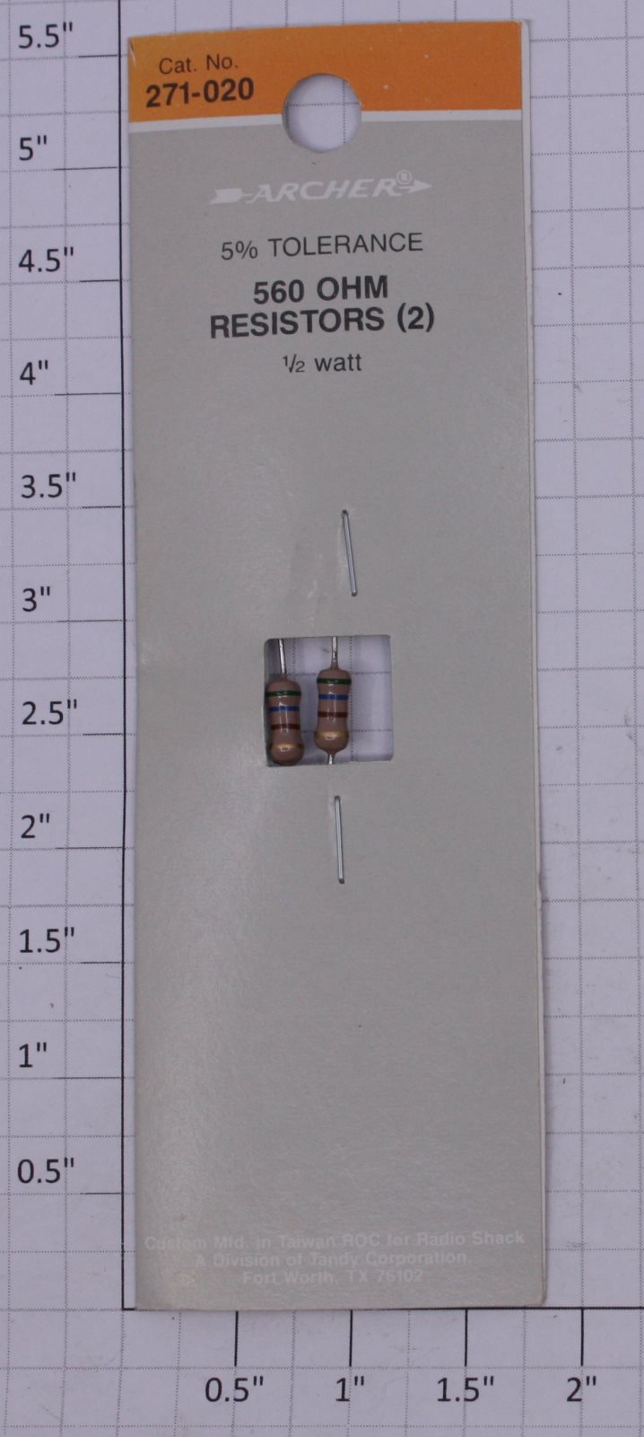 Radio Shack 271-20 560 OHM Resistors 1/2 Watt (Pack of 2)