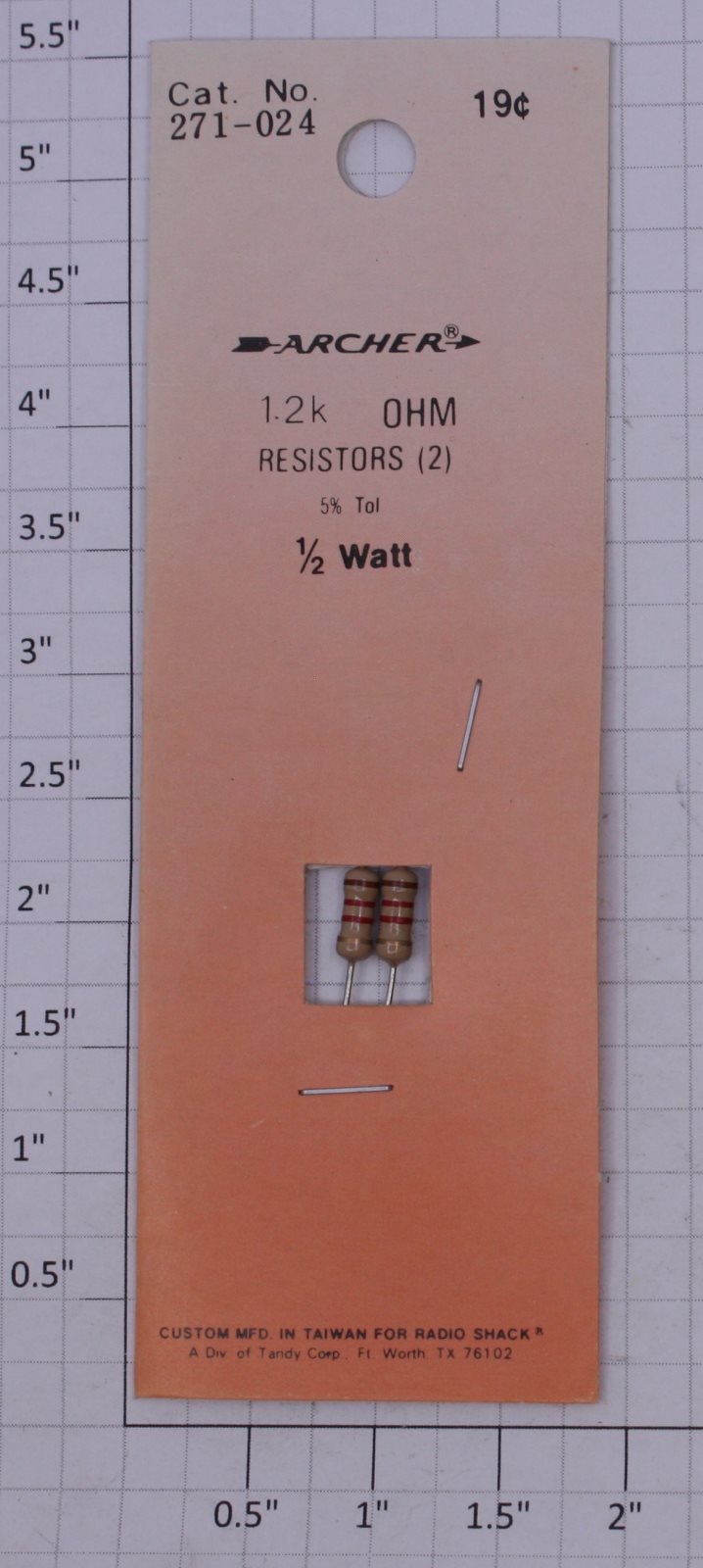 Radio Shack 271-24 1.2k OHM Resistors 1/2 Watt (Pack of 2)
