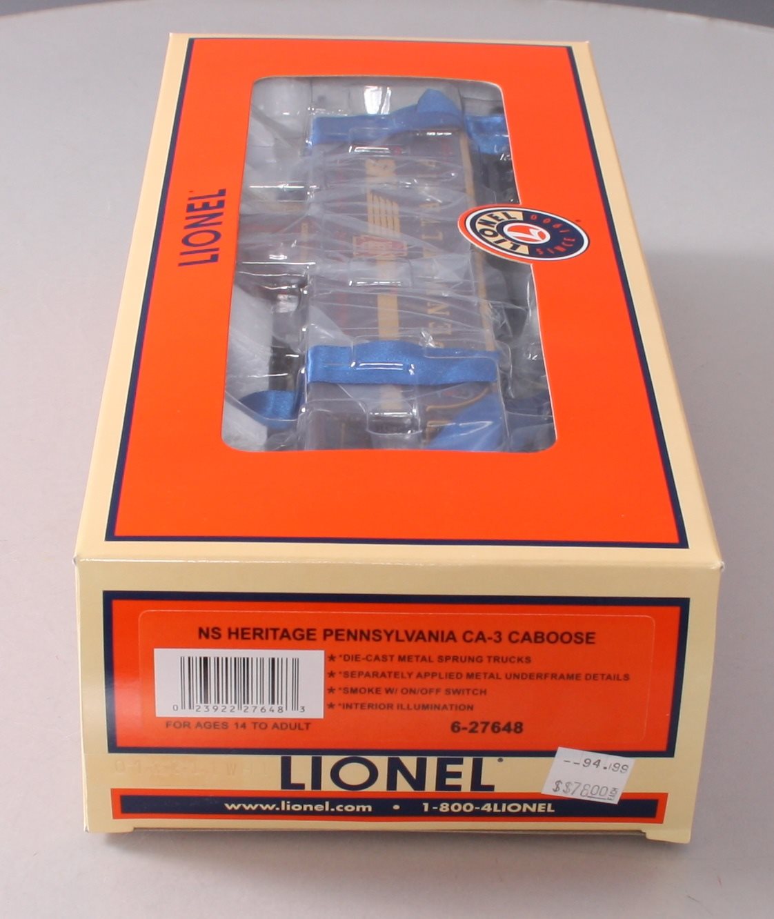 Lionel 6-27648 O Gauge Pennsylvania NS Heritage CA-3 Caboose #1846X