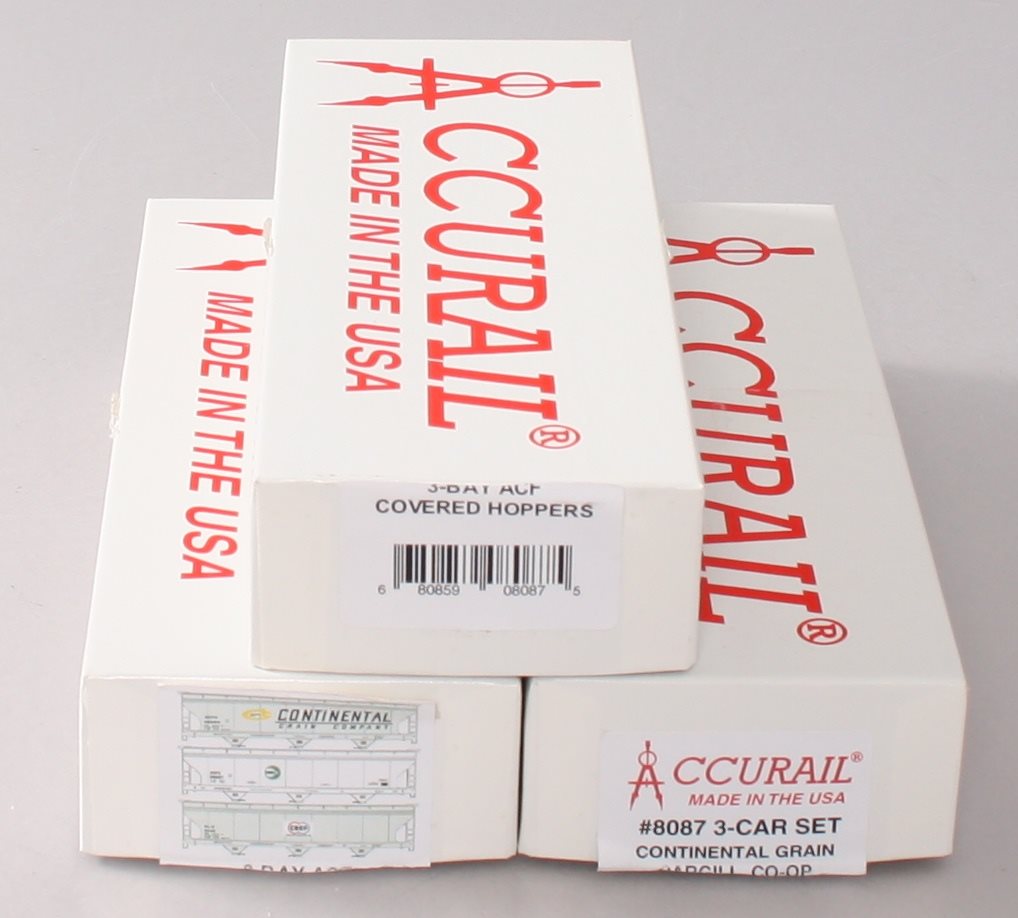 Accurail 8087 HO Co-Op/Continental Grain/Cargill 3-Bay ACF Hopper Car (Set of 3)