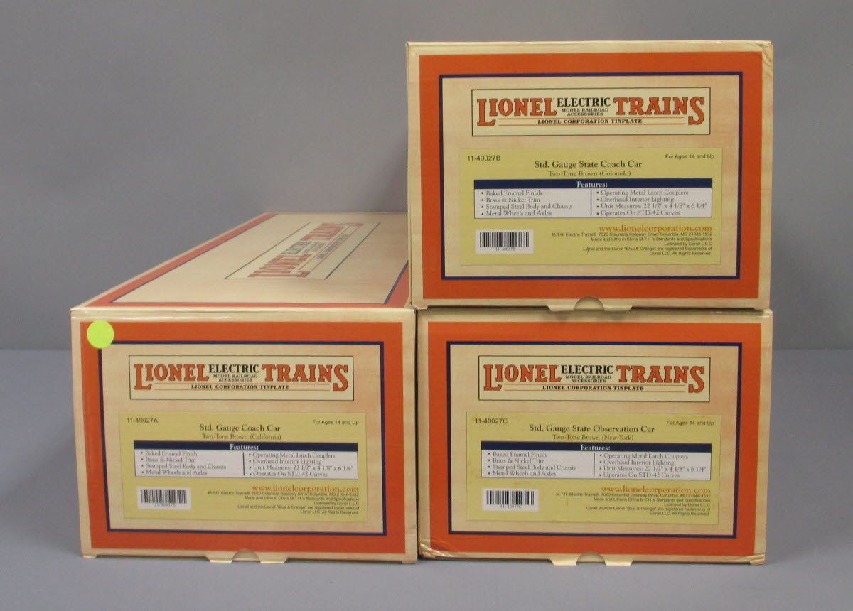 MTH 11-40027 St. Gauge Two-Tone Brown State Passenger 3 Car Set