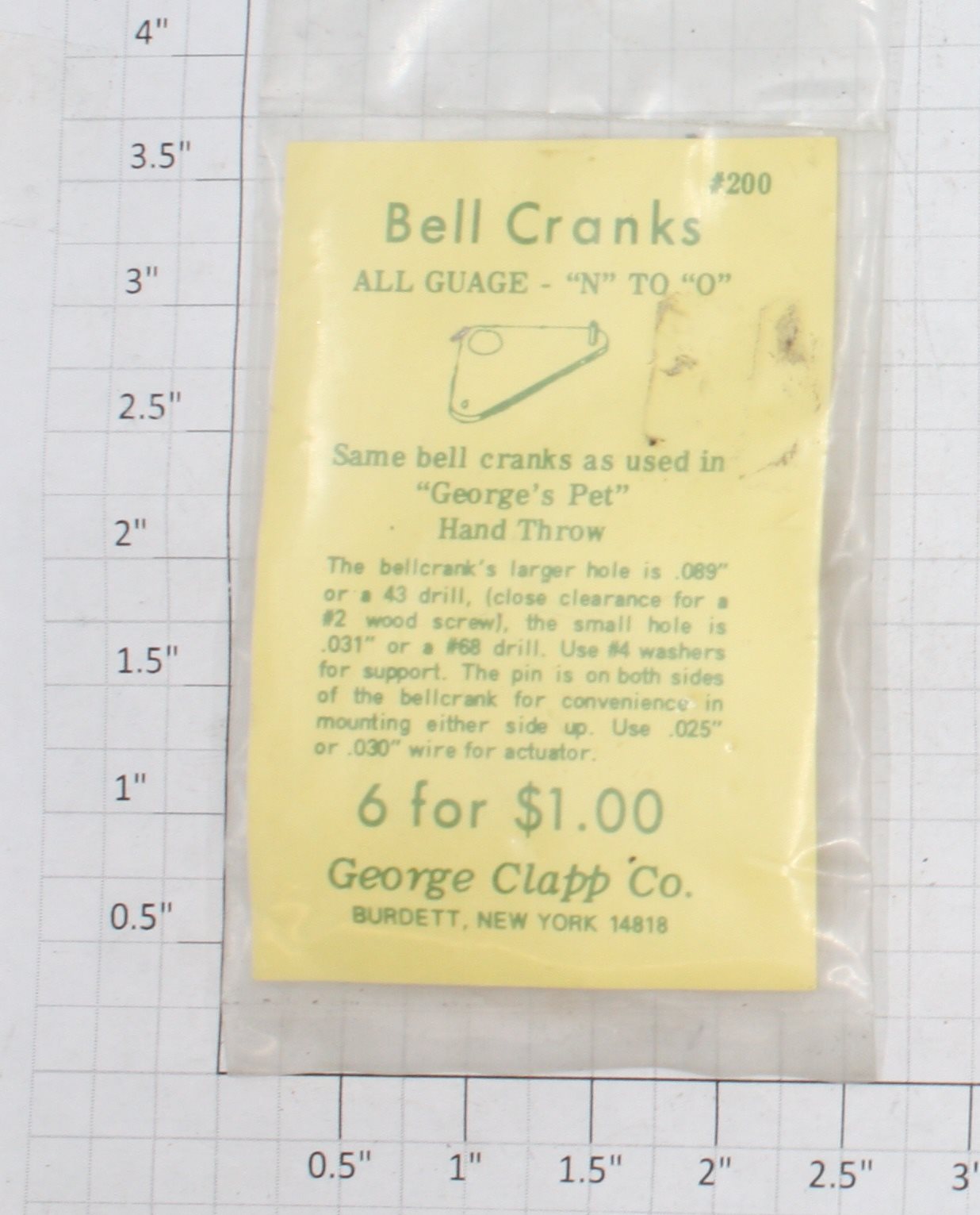 Acme 100-621-200 George Clapp Co. Bell Crank #200 (Bag of 6)