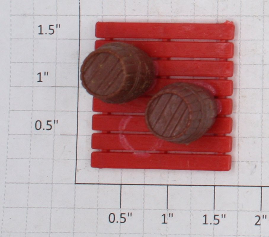 Acme 1000X-1127 Small Plastic Pickle Barrels and Red Pallet