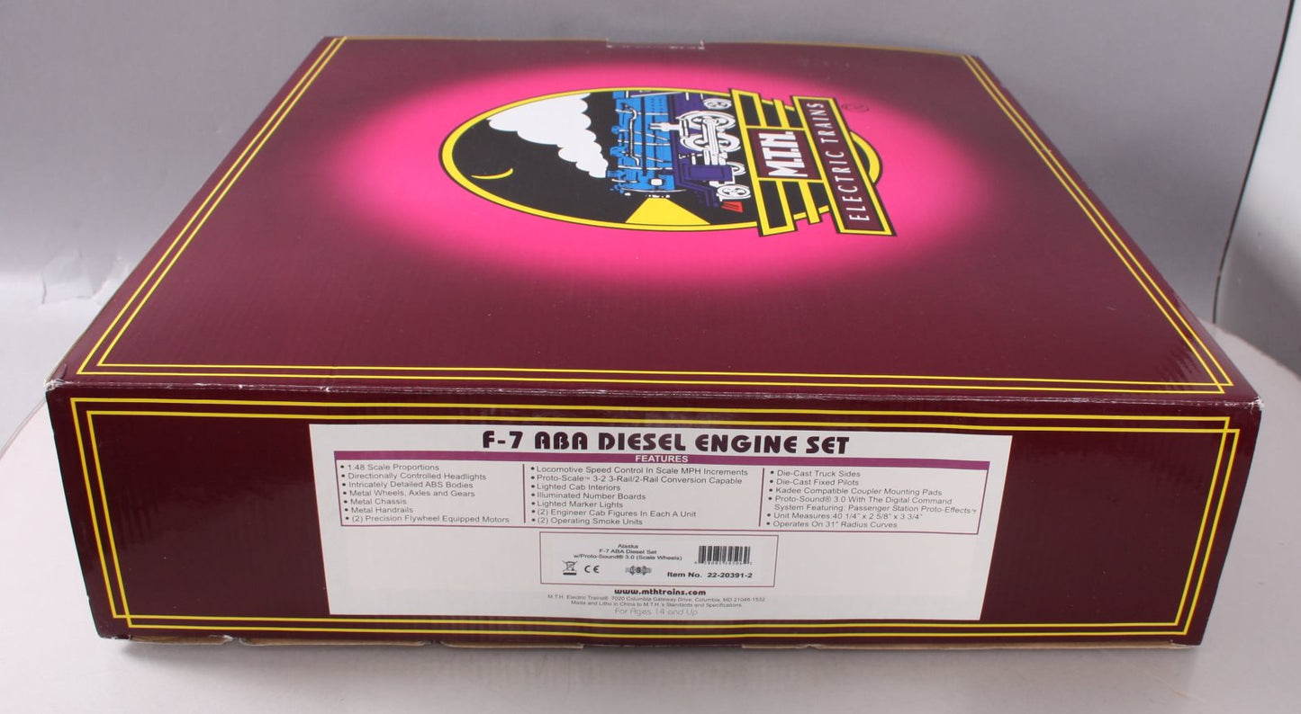MTH 22-20391-2 O Alaska F7 ABA Diesel Locomotive Set w/PS 3.0 (Set of 3)