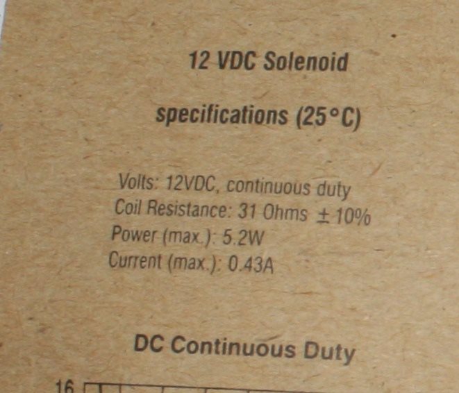 Radio Shack 273-251 12VDC Solenoid