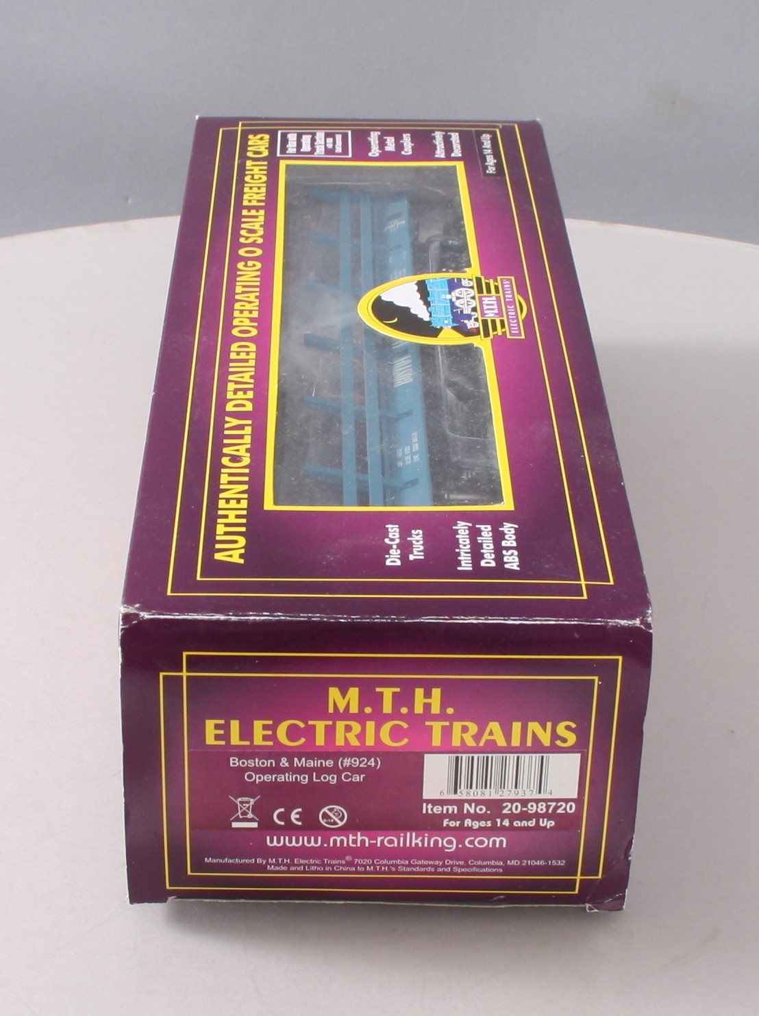MTH 20-98720 O Gauge Boston & Maine Operating Log Car #924