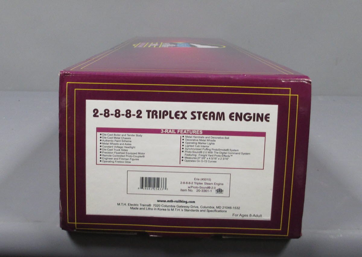 MTH 20-3361-1 Erie 2-8-8-8-2 Triplex Steam Engine & Tender PS2 (Hi-Rail) #5015