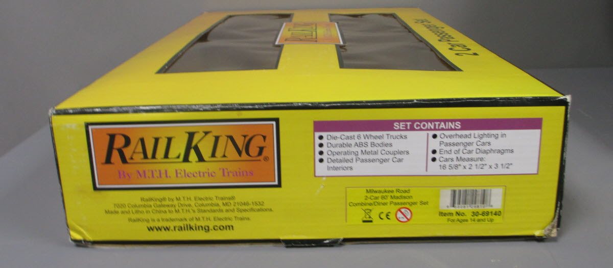 MTH 30-69140 O Milwaukee Road RailKing 60' Madison Combo/Diner Set (Set of 2)