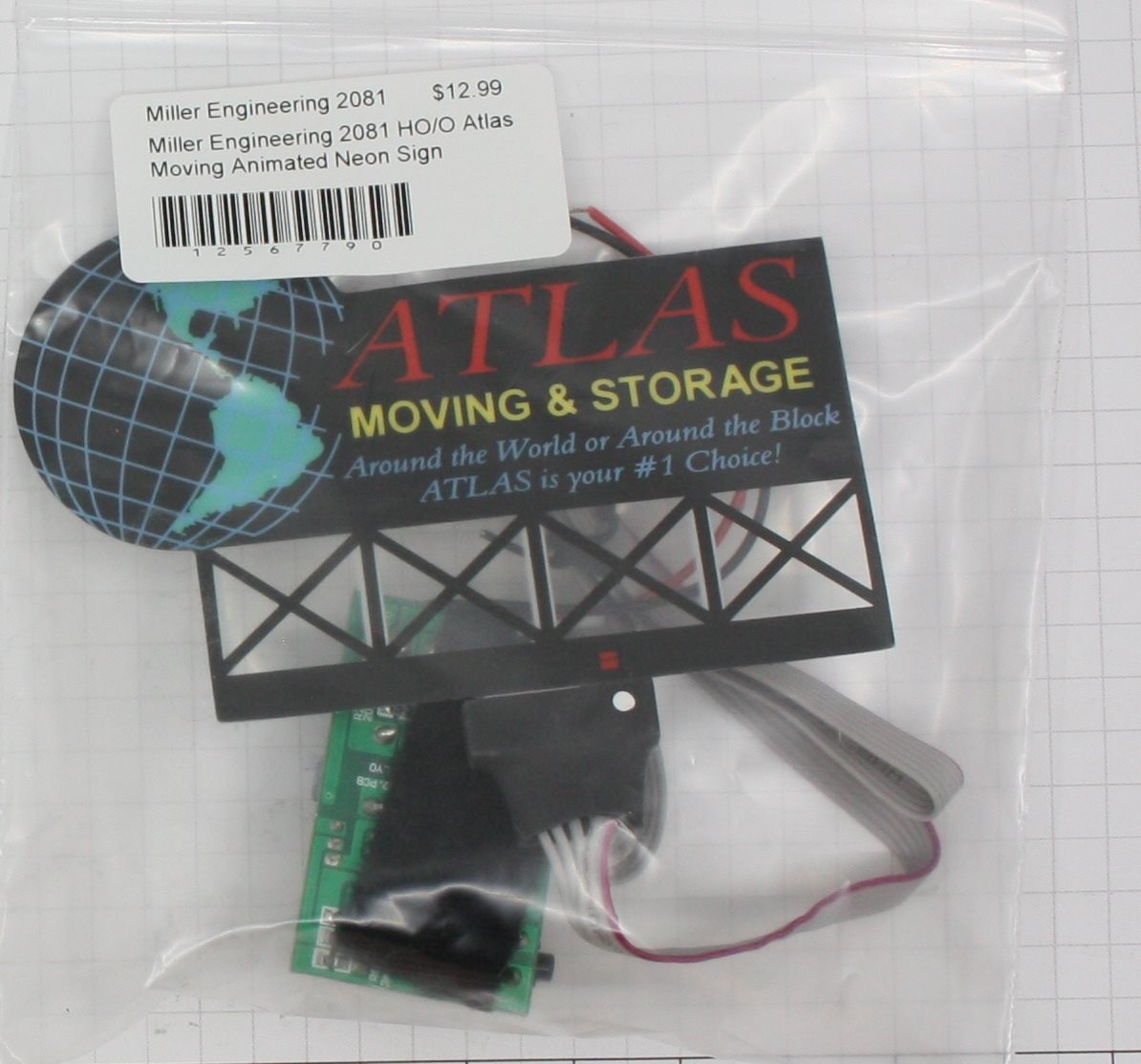 Miller Engineering 2081 HO/O Atlas Moving Animated Neon Sign