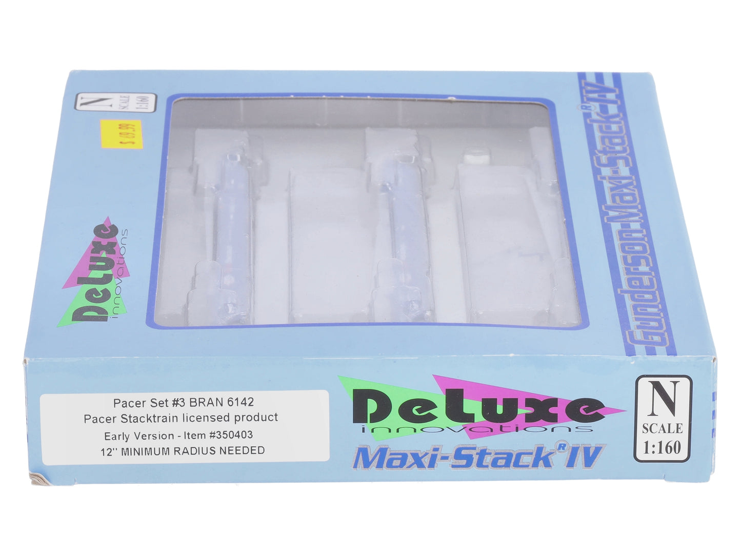 Deluxe Innovations 350403 N Scale Pacer Maxi-Stack IV 3-Unit Intermodal Well Car