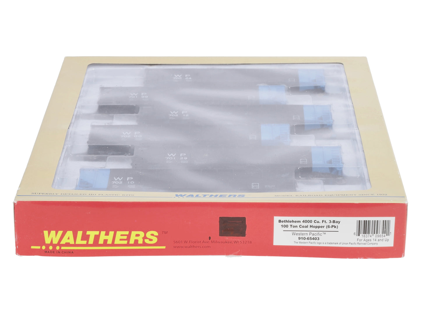 Walthers 910-65403 HO WP Bethlehem 4000cf 3-Bay 100 Ton Coal Hopper (Pack of 6)