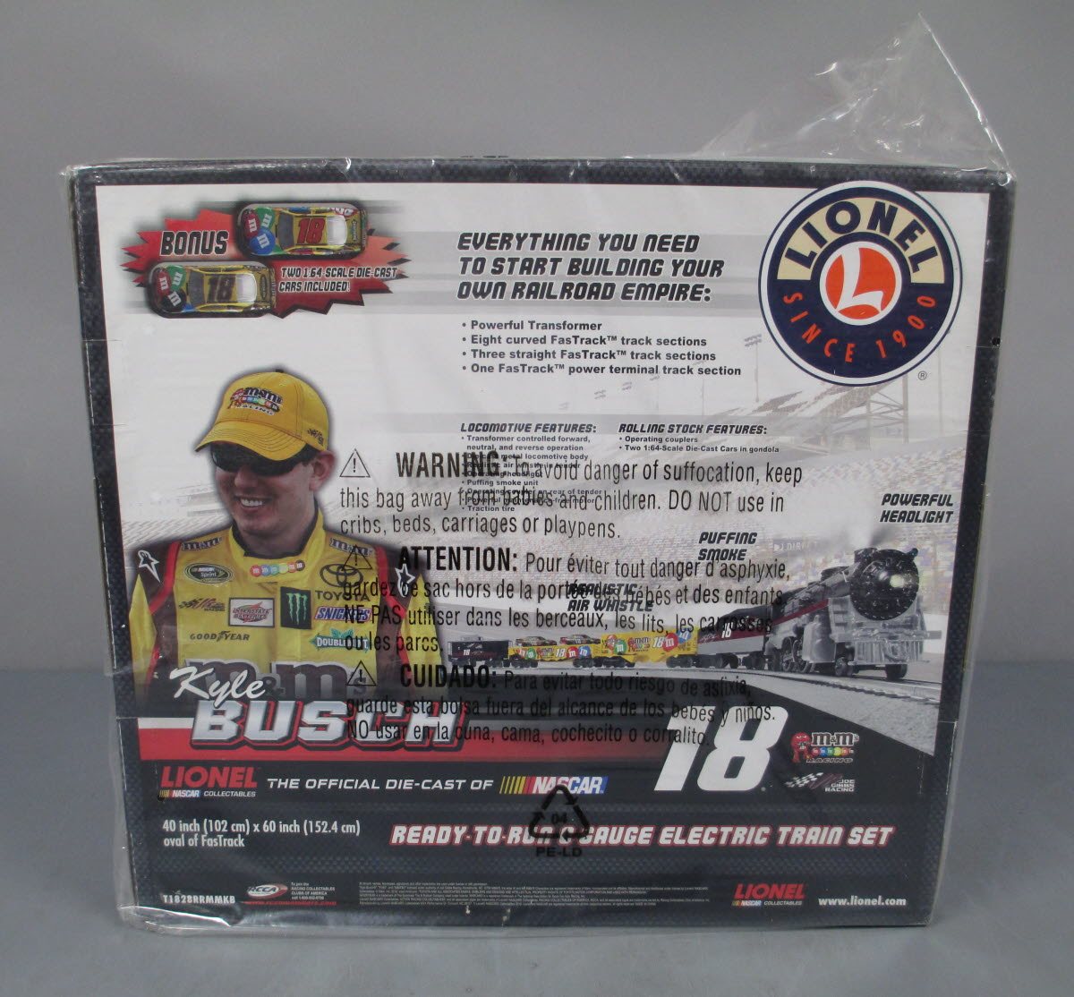Lionel T1828TRAIN Kyle Busch #18 NASCAR O Gauge Steam Train Set