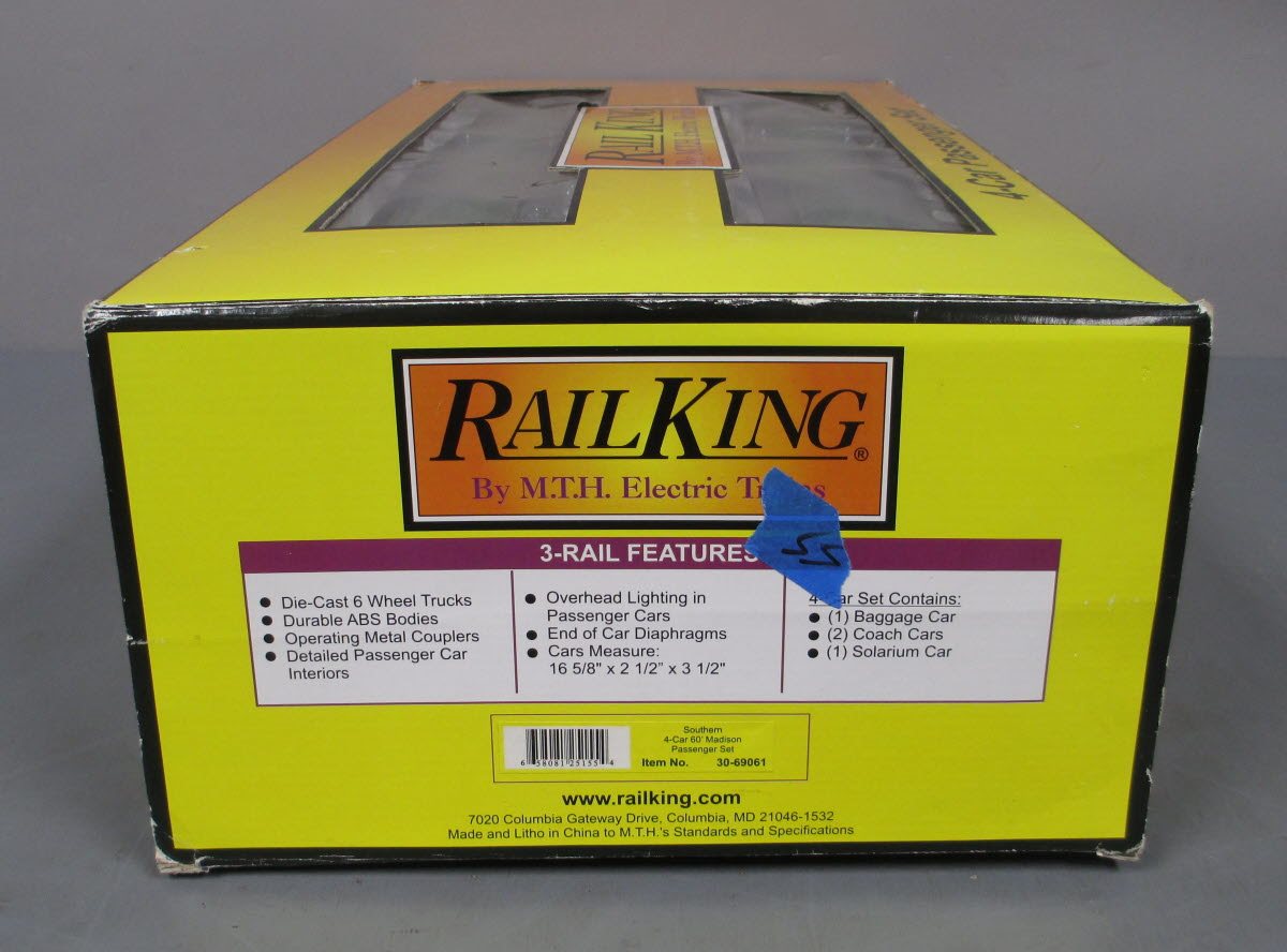MTH 30-69061 O Southern RailKing 60’ Madison Passenger Car Set (Set of 4)