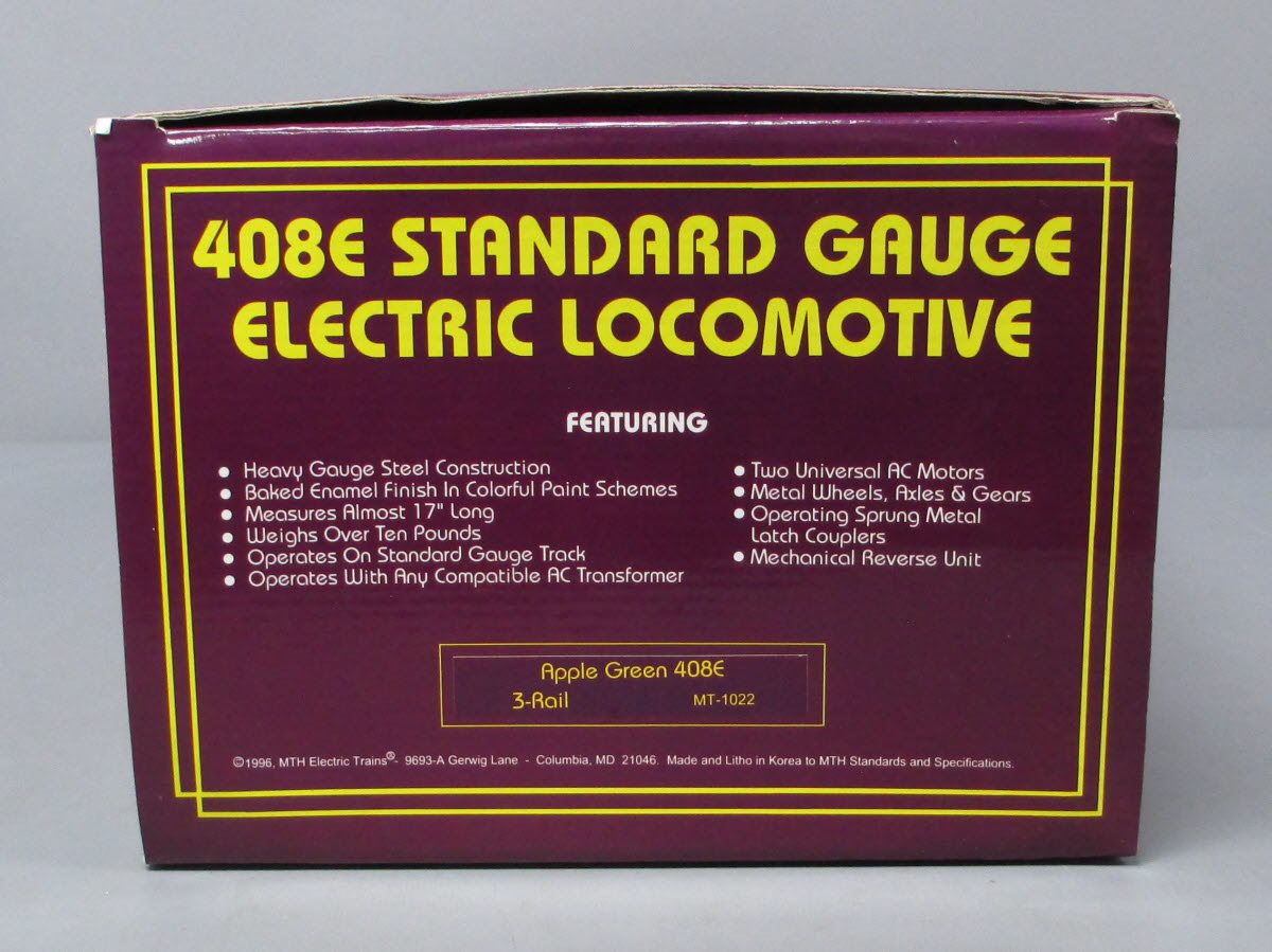 MTH 10-1022 Standard Gauge 408E Apple Green Electric Locomotive