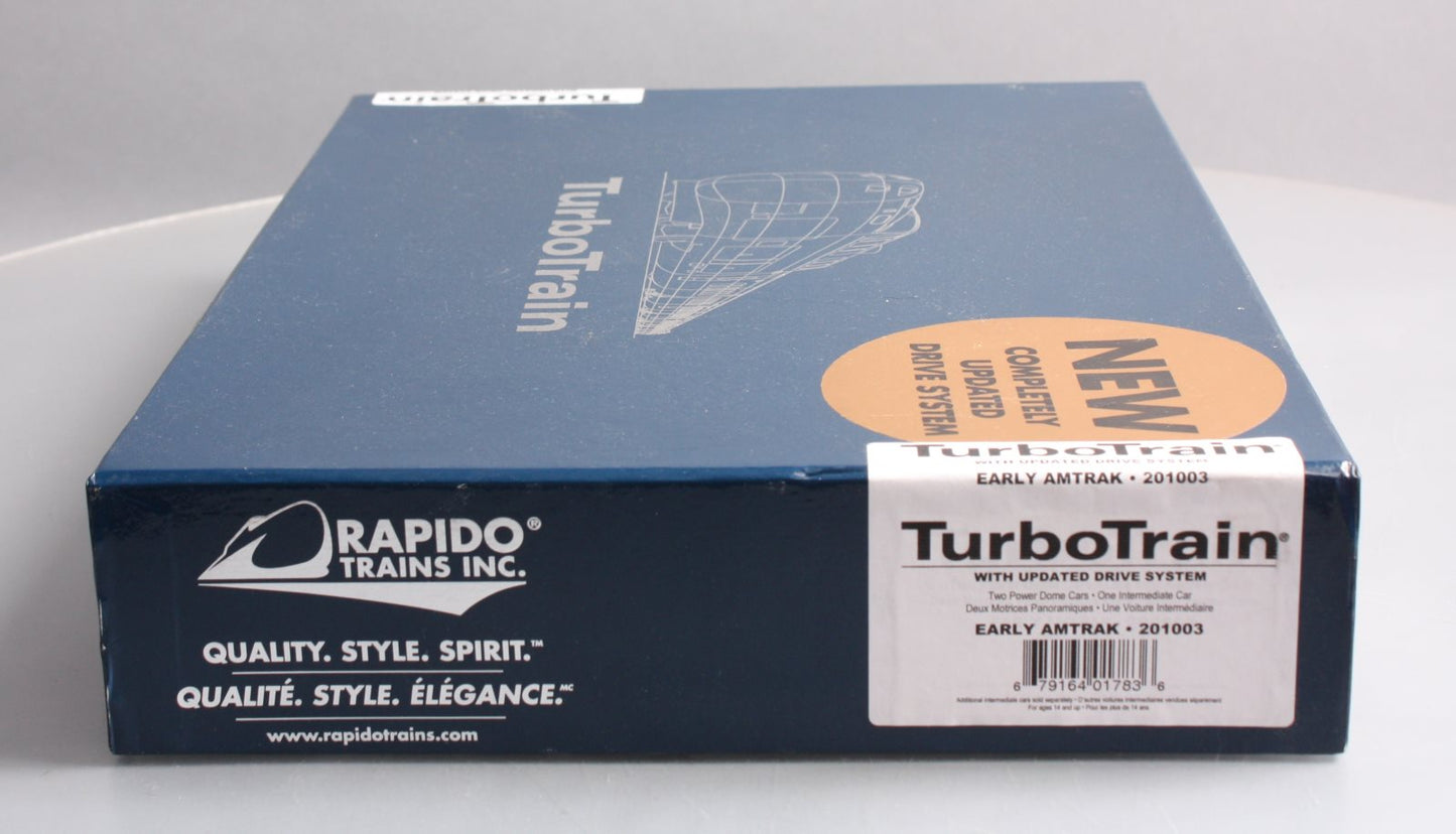 Rapido Trains 201003 HO Amtrak TurboTrain 3-Car Passenger Train-Only Set w/ DCC