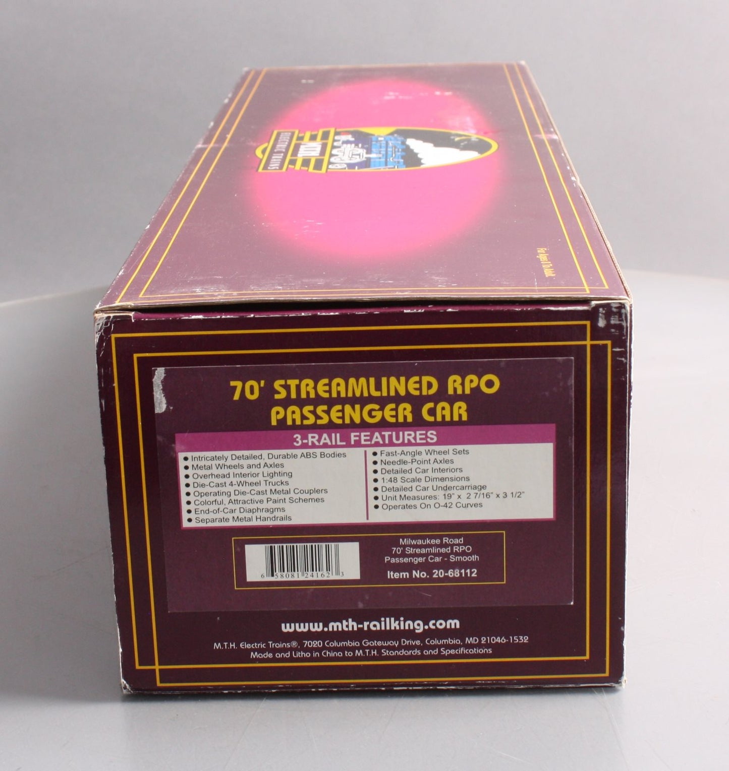 MTH 20-68112 Milwaukee Road 70' ABS RPO Passenger Car (Smooth)