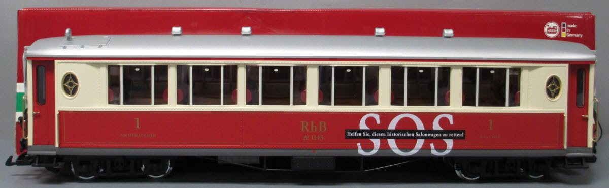 LGB 30653 RhB 1143 Passenger Car - Metal Wheels – Trainz