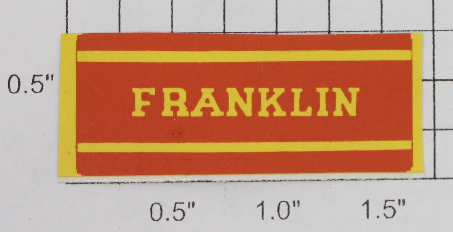 American Flyer 21088-1 Red/Yellow "Franklin" Decal for Franklin Loco.