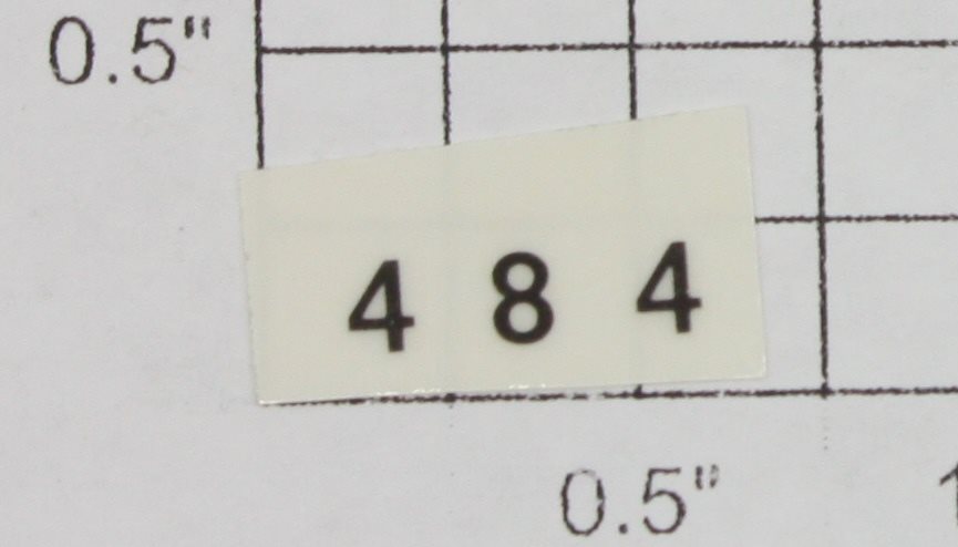 American Flyer 484-18 Black Lettering "484" Sticker Decal with Adhesive