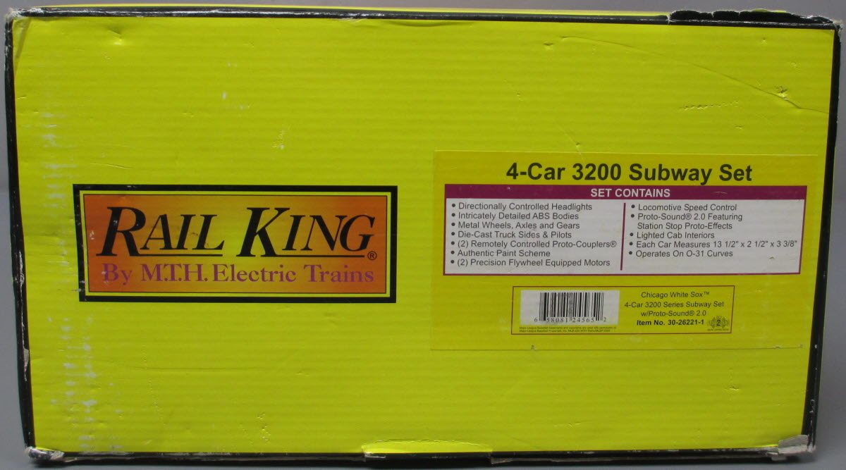 MTH 30-26221-1 O Chicago White SoxT 3200 Series Subway Set w/PS 2.0 (Set of 4)