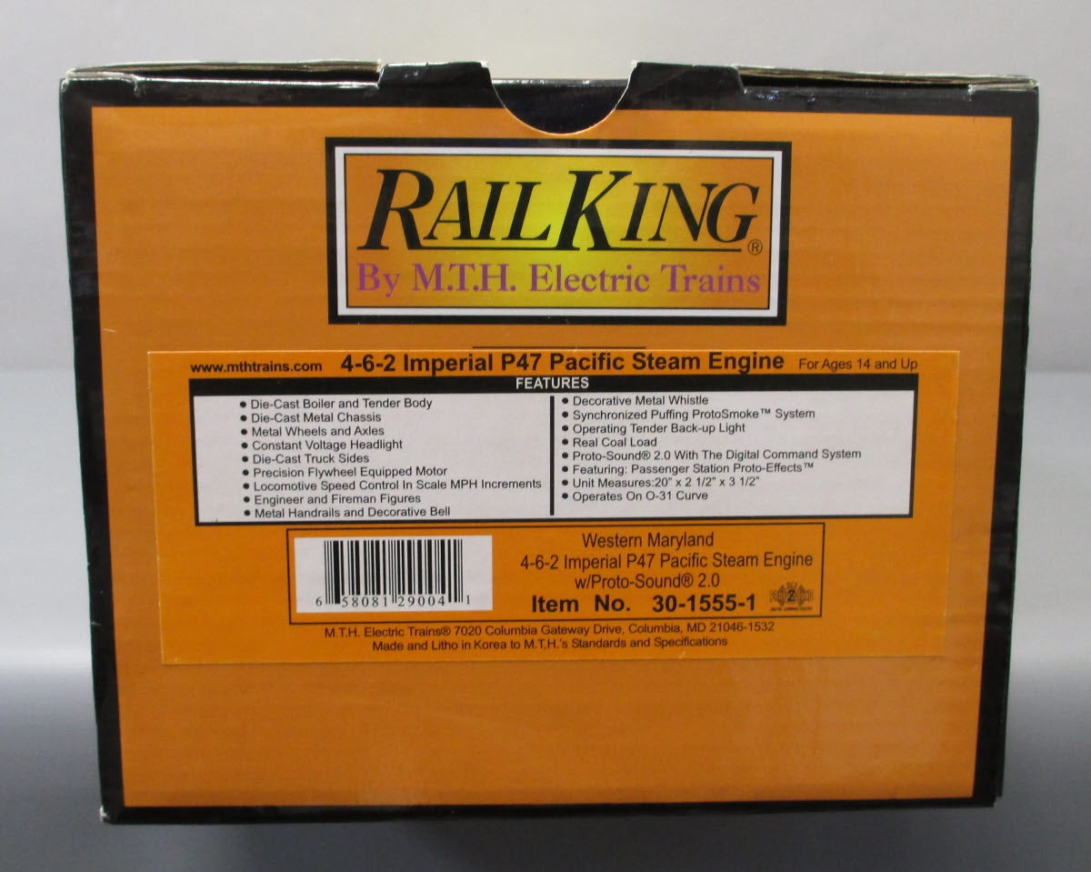 MTH 30-1555-1 Western Maryland 4-6-2 Imperial P47 Steam Engine #202 w/ PS2