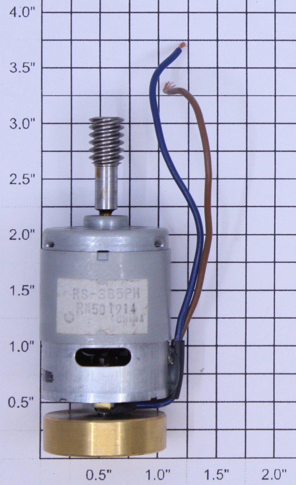Acme RS-385PH 12-Volt DC Can Motor with Worm Gear, Flywheel and Wires